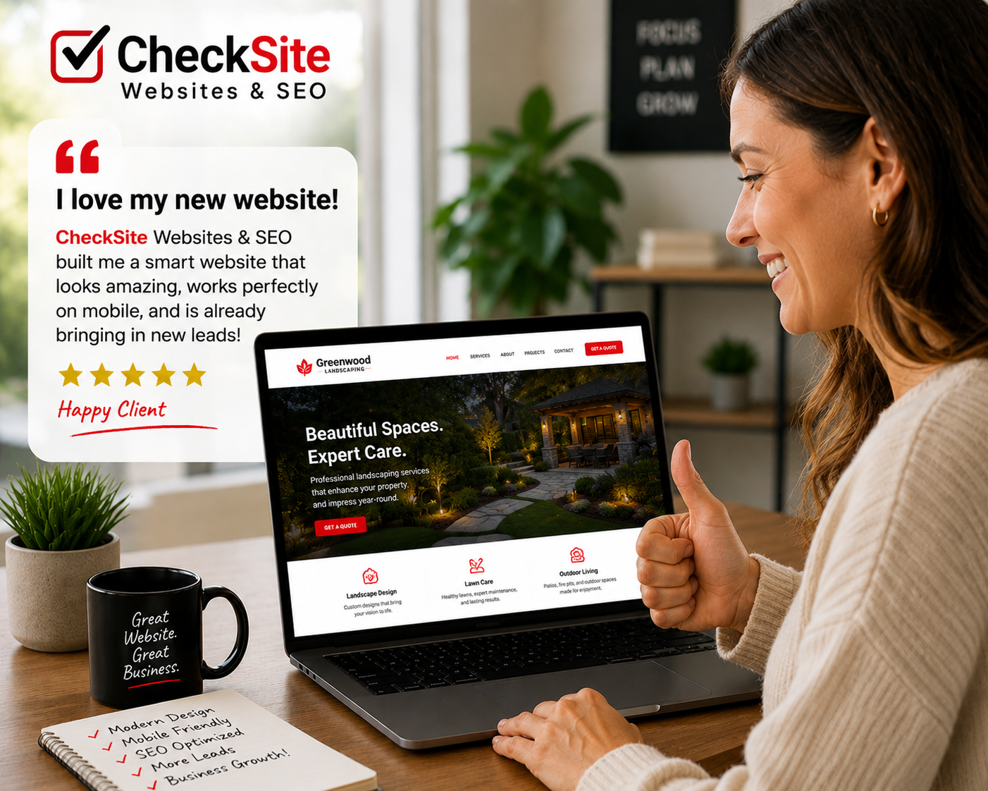 Niagara business owners proudly showing off their new Checksite website